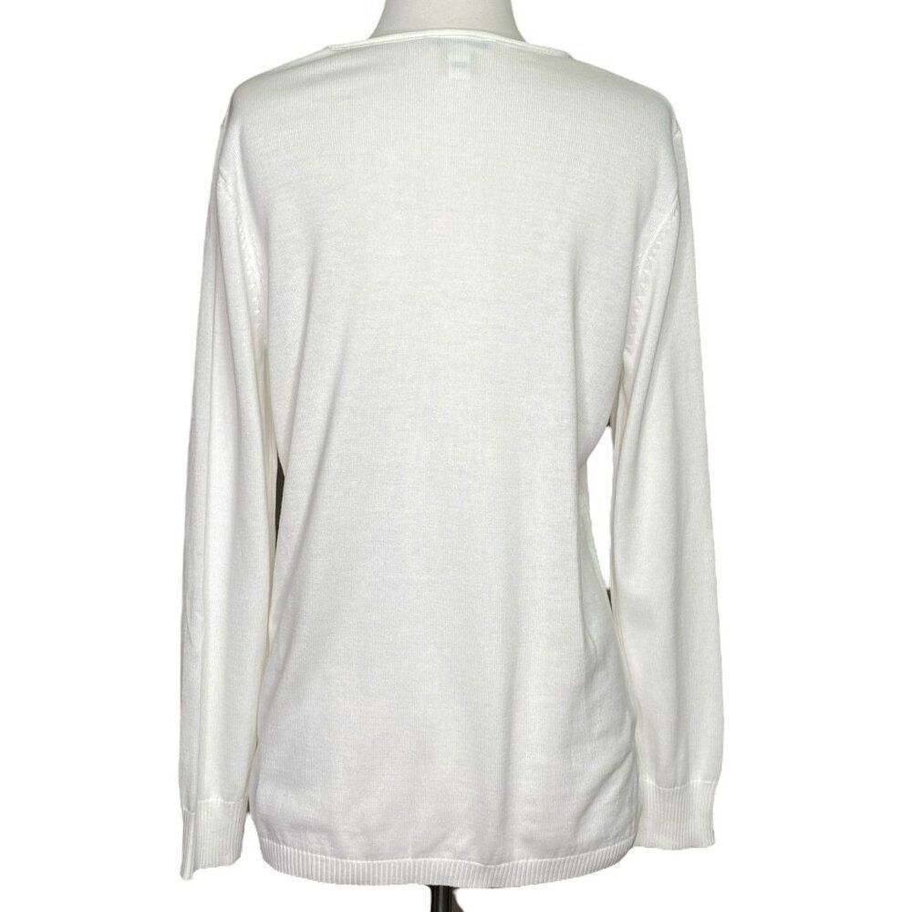 Calvin Klein Sweater Size Large White Studded Neck - Picture 2 of 7